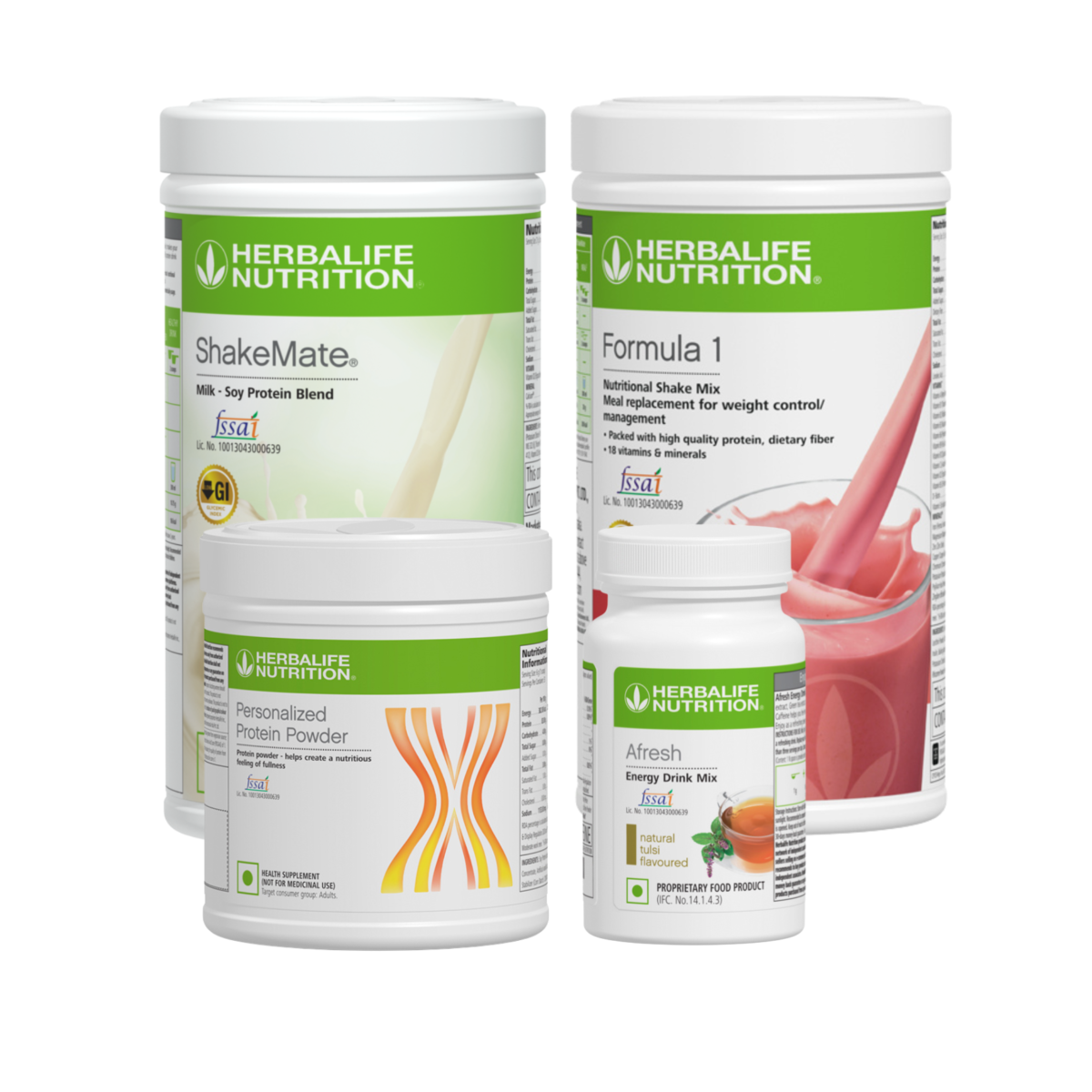 Herbalife Formula 1 Strawberry Shake Combo pack with protein powder and Afresh