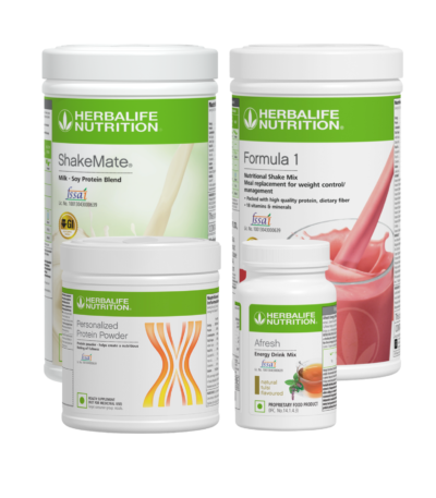 Herbalife Formula 1 Strawberry Shake Combo pack with protein powder and Afresh