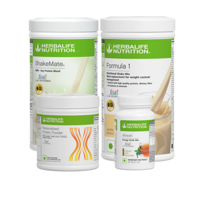Herbalife Formula 1 Vanilla Shake Combo pack with protein powder and Afresh
