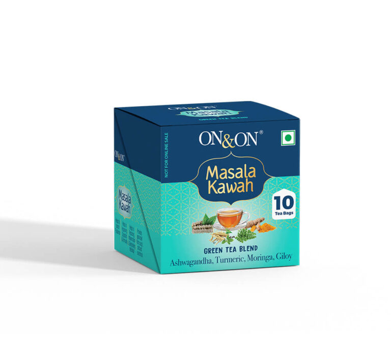 On & On Masala Kawah Green Tea | Desi Kawah | Immunity Booster | Ashwagandha, Turmeric, Moringa, Giloy